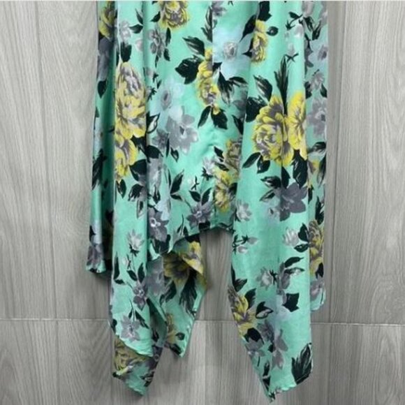 JOA Women's Blue Floral Tent Sleeveless Asymmetrical Knee Length Dress. Medium - Picture 7 of 16